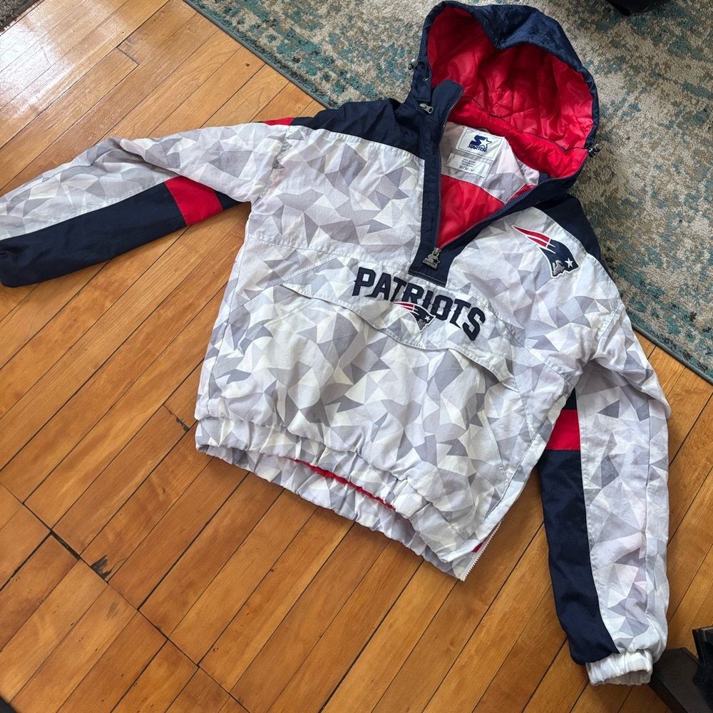 Men’s Patriots Hooded Jacket - Red, Blue, Gray